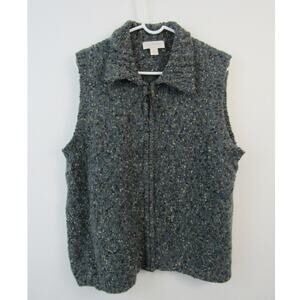 C.J. Banks X 14W Mohair Wool Blend Speckled ZIpper Front Vest Brown Earthy